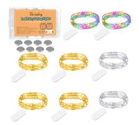 Luci Led a Batteria, 8 Pezzi 2M 20 LED Impermeabile Catena Luminos Decorativa Multicolore Ghirlanda Luminosa Lucine per Bottiglie Fai da te, Feste, Giardino, Natale, Matrimonio (3 Colori)
