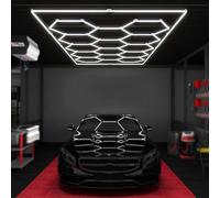 Luci LED a Nido D'ape Da 720 W, Plafoniere Da Garage 6000 K Esagonali, Luci Esagonali a LED Da 14 Pacchi, Luce Moderna Da Garage Esagonale, Salone Di Bellezza per Auto, 7,8 * 15,7 Piedi white