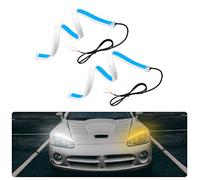 Luci Led Auto, LED Luce di Marcia Diurna 300LED, 2Pcs 60cm Luci Diurne Auto Impermeabil IP65, Ultra Sottile Auto Morbido Tubo Striscia, Doppio Colore 12V Luce di Segnalazione per Camper, Barca, Auto