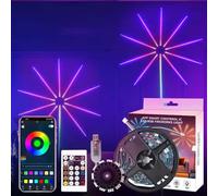 LUCI LED COLORATE A FUOCHI D’ARTIFICIO - FIREWORK, Luci a LED con effetto fuochi d'artificio, luci LED con controllo remoto tramite app, cambia colore per musica, luce di sincronizzazione del suono