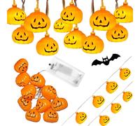 Luci LED di Halloween a zucche, 10 luci, 2 m, ghirlanda a batteria