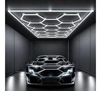 Luci LED esagonali da garage ultra grandi, plafoniera LED a nido d'ape 6500K con cornice, 8x15.9ft, lampada da parete a nido d'ape per negozi, palestre, uffici, barbieri, centri(D)
