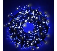 Wisdom Catena di luci LED Natale 15 m 300 LED Bianco freddo e Blu cavo verde IP44
