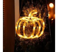 Luci LED per finestre a batteria, con zucca autunnale e foglia d'acero, per un'atmosfera stagionale su finestre e altro (zucca)