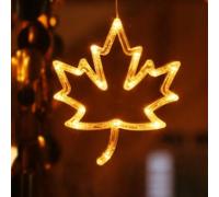 Luci LED per finestre a forma di zucca e foglia d'acero, a batteria, per creare un'atmosfera autunnale in case, ristoranti e molto altro (foglia d'acero)