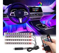 Luci LED per interni auto,48 luci interne dell'auto a led,Luci interne per auto multicolore,Kit di illuminazione sotto il cruscotto con funzione attiva del suono e porta USB,Luci d'atmosfera per auto