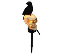 Luci LED solari di Halloween Scheletro Teschio e Corvo Decorazione Giardino Luce Pali da Giardino Luci notturne per Giardino Prato Cortile Sentiero Patio Lampada Impermeabile (Teschio)