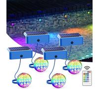 Luci LED Solari Sommergibili per Piscina - IP68 Impermeabili con Telecomando, 16 Colori, Subacquee per Stagno e Fuori Terra - Set da 4