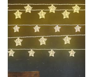 Luci Leuchtekette Lampada Decorativa Natale Batteria 50x LED Stelle Argento