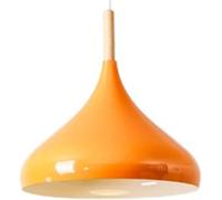 Luci Metallo in Legno Nordico Grande Lampada Industriale Sospensione Moderna Fattoria a soffitto Vintage lampadario Nero Leggero per Cucina Isola su lavandino Ristorante Sala da Pranzo, Arancione