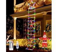 Luci Natale Esterno, 300CM Stella Lucine LED Scala e Babbo Natale Decorative a Batteria Luci Addobbi, 8 Modalità Luminosa e Funzione Timer Luci Natalizie Interno Natalizia Decorazioni Casa Balcone