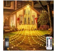 Luci Natale Esterno 344 LED Luci Albero di Natale e 9 Fili 3.6M con Timer IP65