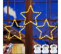 Luci Natale Esterno Batteria,【3 Pezzi】IP65 Stella di Natale Luminosa con Timer/Dimmer, 8 Modalità Stella Luminosa Natale da Esterno, 40LED Luci Natale Stelle per Esterno, Interno, Finestre, Poggiolo
