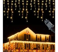 Luci Natale Esterno Cascata 10M 400 LEDs 8 Modalità Cascata Luci Impermeabili IP44 Luce Catena Luci LED Natale Esterno Decorazione per Natale, Matrimonio, Festa, Cortile, Bianco Caldo