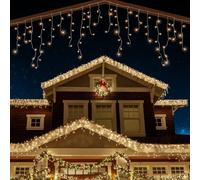 ® Luci Natale Esterno Cascata 11M 320 LED Luci Di Natale Luminose Bianco Caldo L