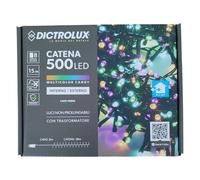 Luci Natalizie 500 LED Multicolore Candy 15m IP44 Esterno Interno Trasformatore