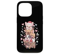 Luci natalizie a forma di bulldog francese Kawaii Custodia per iPhone 13 Pro