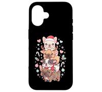 Luci natalizie a forma di bulldog francese Kawaii Custodia per iPhone 16