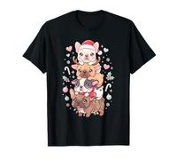Luci Natalizie a Forma di Bulldog Francese Kawaii Maglietta