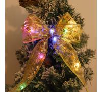 Luci natalizie a nastro, luci per albero con nastro argentato, fiocchi in filo di rame, luci a stringa fatate