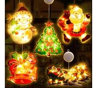 Luci Natalizie Da Finestra, 5 Pezzi Led Luci Fiabesche Decorazione Natalizia Luci Con Ventose, Luci Fatate Finestra Luci Natalizie Bianco Caldo Da Interno Per Decorazione Natalizia,Balcone,Festa