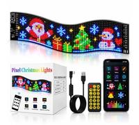 Luci natalizie per auto, 8,9 x 37,1 cm | Display a matrice LED flessibile programmabile tramite USB, schermo animato intelligente fai da te, decorazione per le