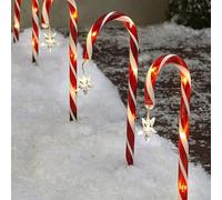 Luci Natalizie Per Esterni Con Bastoncini Di Zucchero, Confezione Da 8 Decorazioni Natalizie Solari Per Bastoncini Di Zucchero,Lampada Da Terra Con Luci A Con Stella,Decorazioni Natalizie Prato