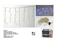 LUCI NATALIZIE TENDA LUMINOSA 4 Mt. 200 LED LUCE BIANCA - BLU EFFETTO CASCATA [EEK: Conforme]
