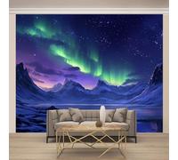 Luci Norvegesi Di Aurora Carta Da Parati Panoramica Murale 400X280Cm Cielo Stellato Tessuto Non Tessuto Murali Effetto 3D Motivo Decorazioni Da Parete Per Bambini Camera Da Letto Soggiorno