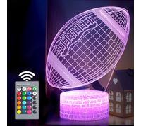 Luci Notturna 3D, Lampada del Buonumore tattile a Illusione Ottica a LED palla ovale con Telecomando, Rugby Regali Giocattolo per Bambini Ragazzi Uomini, 16 Colori che Cambiano per l'arredamento Della
