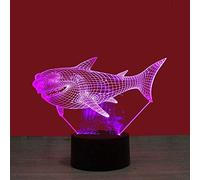 Luci Notturne 3D da Tavolo con Telecomando e Smart Toccare Pesce Squalo Camera da Letto per Bambini Regalo Natale Casa Decorazione