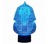 Luci notturne 3D faraone egiziano - Lampada per illusione ottica 7 luci notturne a led che cambiano colore utilizzando Smart-Touch - Lampada da tavolo 3D LED Visual Sphinx - Regalo di compleanno