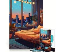 Luci notturne Camera da letto Puzzle da 1000 pezzi per adulti Gioco di abilità mentale Facile da assemblare Design per il tempo libero Regalo stagionale (38x26cm)