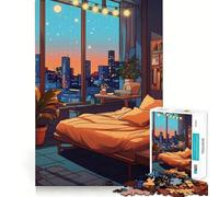 Luci notturne, puzzle da camera da letto, 1000 pezzi per adolescenti, rompicapo, divertimento, arte, assemblaggio, oggetto da collezione (50x75cm)