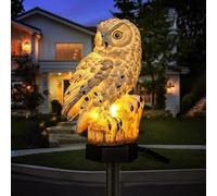 Luci notturne solari a forma di gufo per giardino, impermeabili, decorazione con occhi saggi, luci in resina per vialetti per cortile, prato e decorazioni esterne