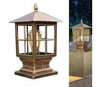 Luci Palo Lampada Esterno E27 Piazza Recinzione Colonna Piedistallo Cancello Paletto Pilastro Retrò Alluminio Impermeabile Vetro Stigma Patio Prato Giardino Cortili Sentiero