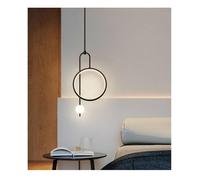 Luci Pendenti ad Anello in Acrilico a LED con Tubo Metallico Rotondo per Sala da Pranzo, Cucina, Hotel, Camera da Letto, Lampada a Sospensione, Decorazione per Interni, (Black)