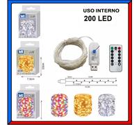 Luci per Albero di Natale Presepe Natalizie 200 LED USB Telecomando da Interno [EEK: A]