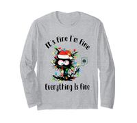 Luci per Albero Gatto Nero con Scritta It's Fine I'm Fine Everything Is Fine Maglia a Manica