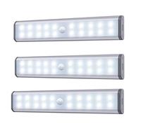 Luci per cabinet con sensore di movimento, 20 LED wireless sotto armadio con batteria ricaricabile incorporata, luci di notte magnetiche fisse ovunque per armadio armadio da cucina (3 pack)
