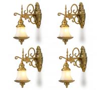 Luci per casa delle bambole da 4 pezzi, lampada per casa delle bambole vintage Illuminazione a LED calda Accessori in resina per mini scene, Oro, Stile-2 ;1