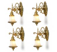 Luci per casa delle bambole da 4 pezzi, lampada per casa delle bambole vintage Illuminazione a LED calda Accessori in resina per mini scene, Oro, Stile-2#1
