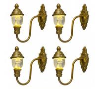 Luci per casa delle bambole, lampada in resina LED vintage da 4 pezzi per mini scene oro, stile-1
