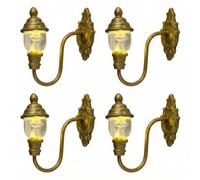 Luci per casa delle bambole|Luci per casa delle bambole da 4 pezzi, lampada vintage Illuminazione a LED calda Accessori in resina per mini scene, Oro, Stile-1