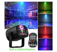 Luci per DJ Per Feste, Proiettore di luce da palco stroboscopica a LED da discoteca a 7 colori, ricaricabile tramite USB, for decorazioni di Natale, Halloween, pub, bar, danza(2000mAH Battery)