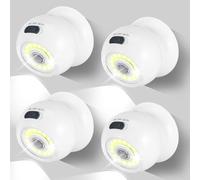 Luci per esterni con sensore di movimento, confezione da 4 pezzi, funzionamento a batteria, wireless, con rilevatore di movimento, luce di sicurezza auto on off, per esterni, interni, portico, scale