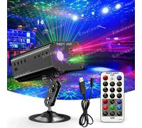 Luci per feste DJ, luci disco, luce stroboscopica, luce laser attivata dal suono, proiettore con telecomando per feste, bar, compleanni, matrimoni, eventi, spettacoli dal vivo, decorazioni natalizie T
