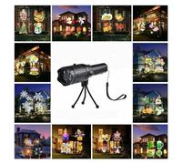 Luci per Feste, LED Halloween Christmas Project Lights Indoor Outdoor Festival Party con 12 carte Moo di pellicola Torcia USB Lampada for bambini(18650 Battery)