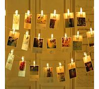 Luci per Foto 10M 100 LED, Lucine Led Decorative per Interno, 50 Cristallo Foto Clips Lucine LED Decorazioni Della Stanza per Camere per Matrimonio Compleanno Bianca Caldo