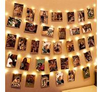 Luci Per Foto, 5M 50LED 30 Cristallo Foto Clips Lucine LED Decorazioni per Camere, Catene Luminose Stringa Luci LED Batteria 2 Modalità Per Matrimonio Compleanno Festa Natale Halloween, Bianca Caldo